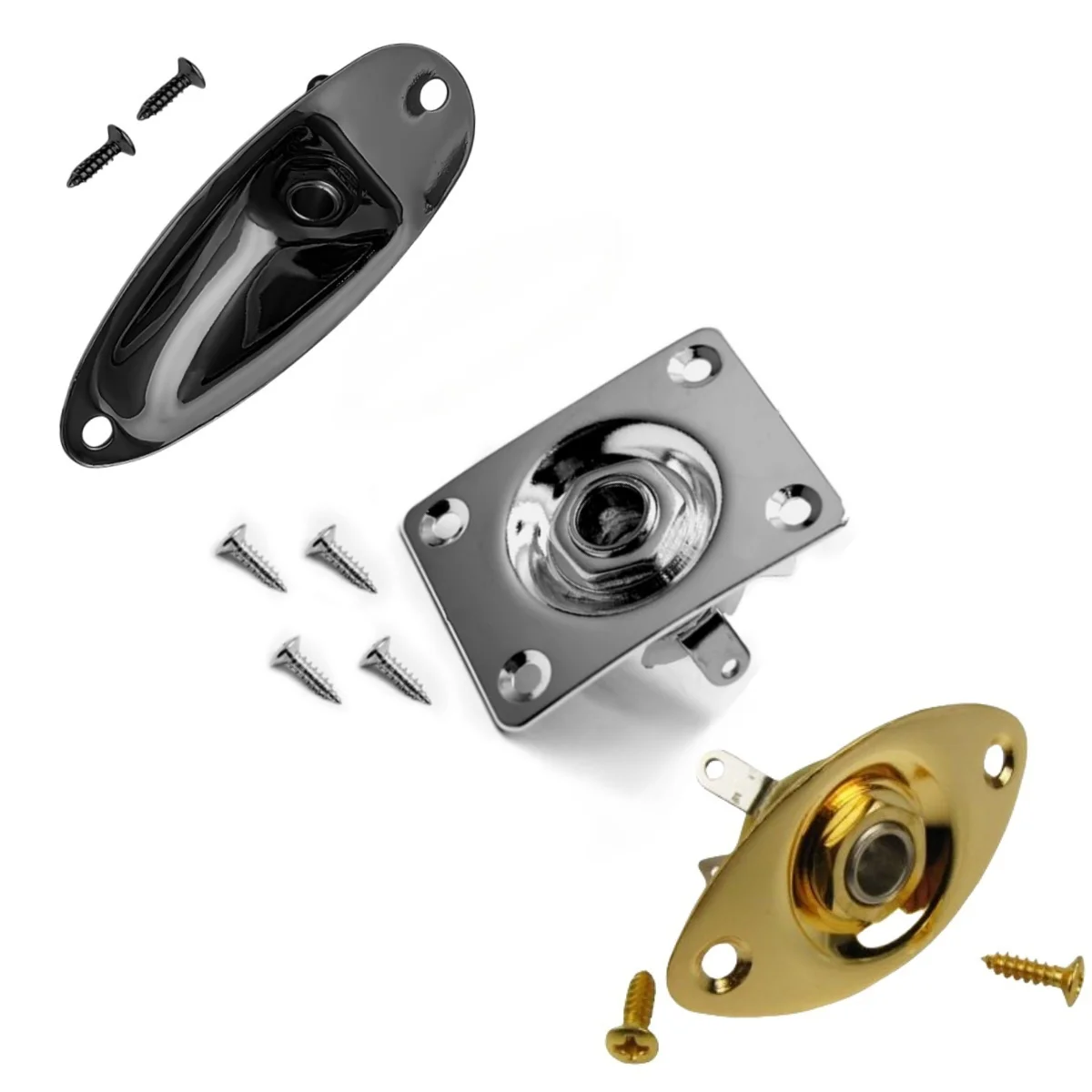 1Pcs Platz/Boot Stil/Oval Metall 1/4 Zoll Ausgang Jack Platte Eingang Jack Buchse mit Schrauben/für Elektrische Gitarre Ersatz Teile