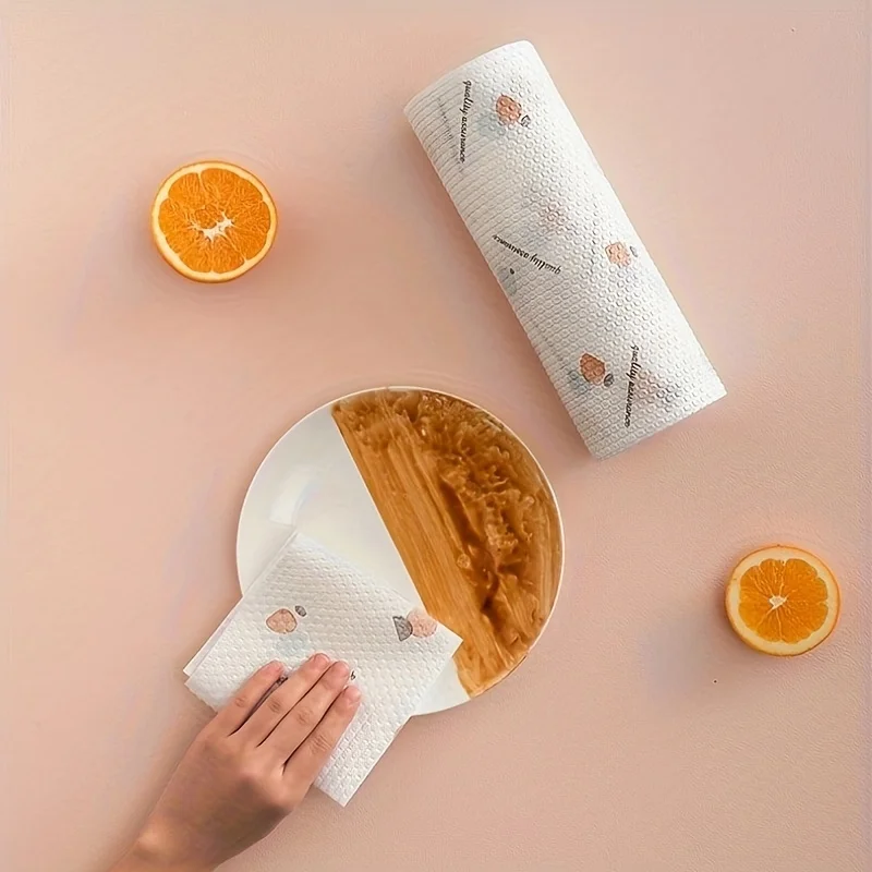 1SET Kitchen Disposable Dry Wet Dual-Use Dishwashing Cloth Kitchen Specific Tissue Washable Thick Lazy Cloth Tools