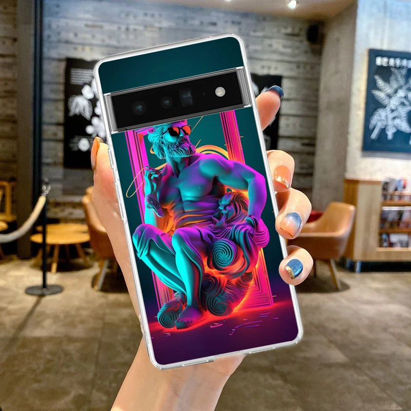 Synth wave Retro Handy hülle Abdeckung für Google Pixel 8 7 6 5 4 4xl stoß festes Silikon 7a 6a 5a 4a 3a 3axlpro 5g transparente Hülle – Detail 2
