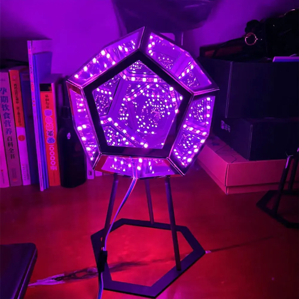 פנטזיה גיאומטריה שטח LED אמנות מנורת אינפיניטי Dodecaedron צבע אמנות אור USB טעינת חג המולד מתנות קישוטי לילה אור