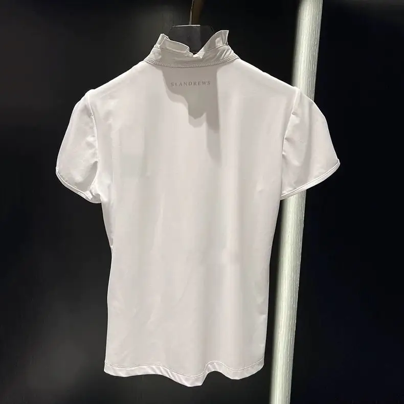 ST ANDREWS 2024 New Women's Golf Sportswear Fashion Versatile Casual Stand-Up Collar Short Sleeve Top 5