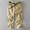 Autumn and Spring New Men Cotton Solid Color Loose Casual Safari Style Pants Pocket Army Green Workwear 3