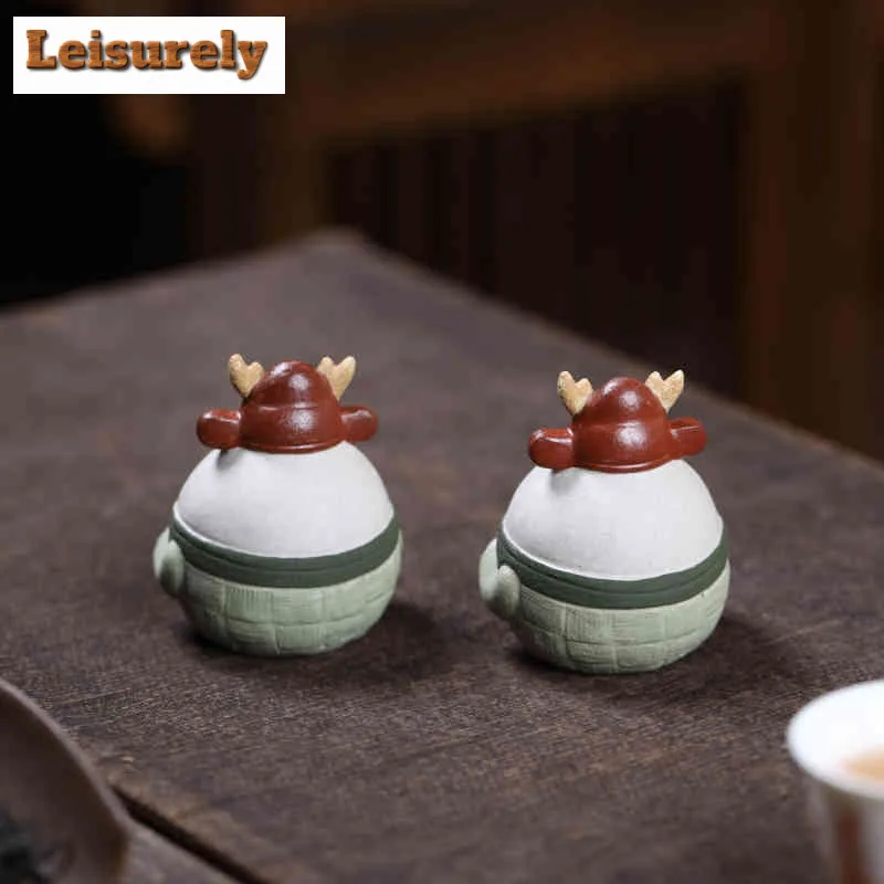 Yixing Zisha Zongzi Human Dragon And Phoenix Tea Pet Elegant Fish Tank Landscaping Tea Figurine Play Toys Tea Statue Ornaments