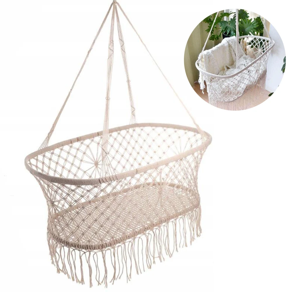 

Firm load-bearing Baby hammock Cradle swing bed newborn hanging woven basket white carry out bebek yataklari 0-6months