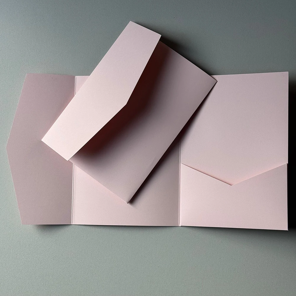 20 or 25pcs Blank Pocketfold Card Invitation DIY wedding paper envelope，DIY invitation,invitation,light pink