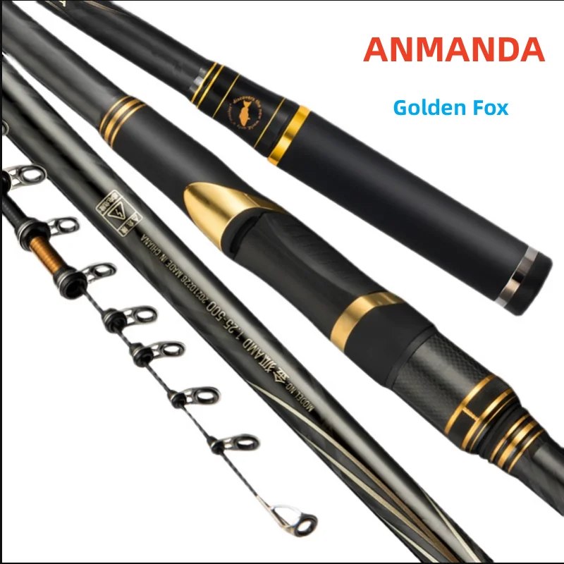 Anmanda Golden Fox Rock Fishing Rod Carbon Ultra Hard Ultra Light  Telescopic Fishing Rods 5m Titanium Alloy Oblique Ring rod 500 - AliExpress