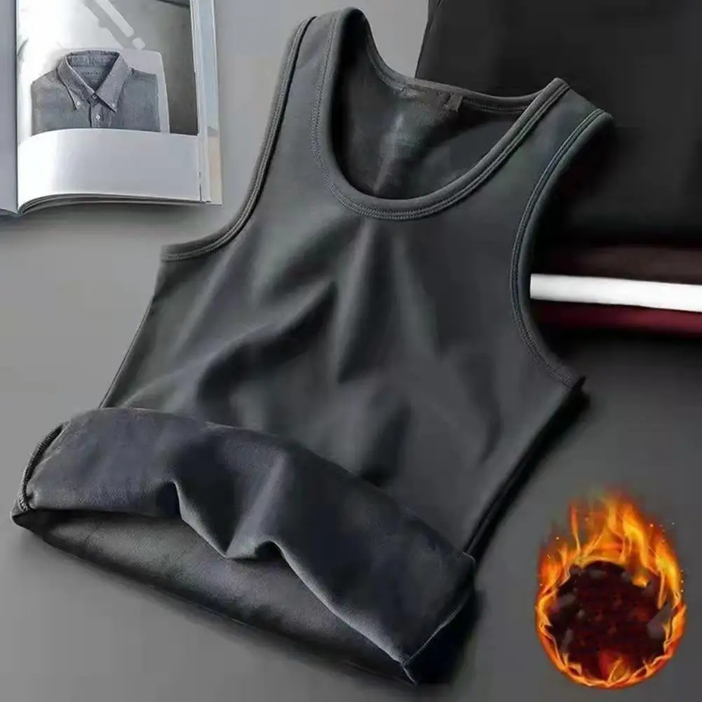 

Fleece Lined Tank Top Vest Sleeveless Ultra-Thick Windproof Underwear Warm Thermal Base Layer Undershirt