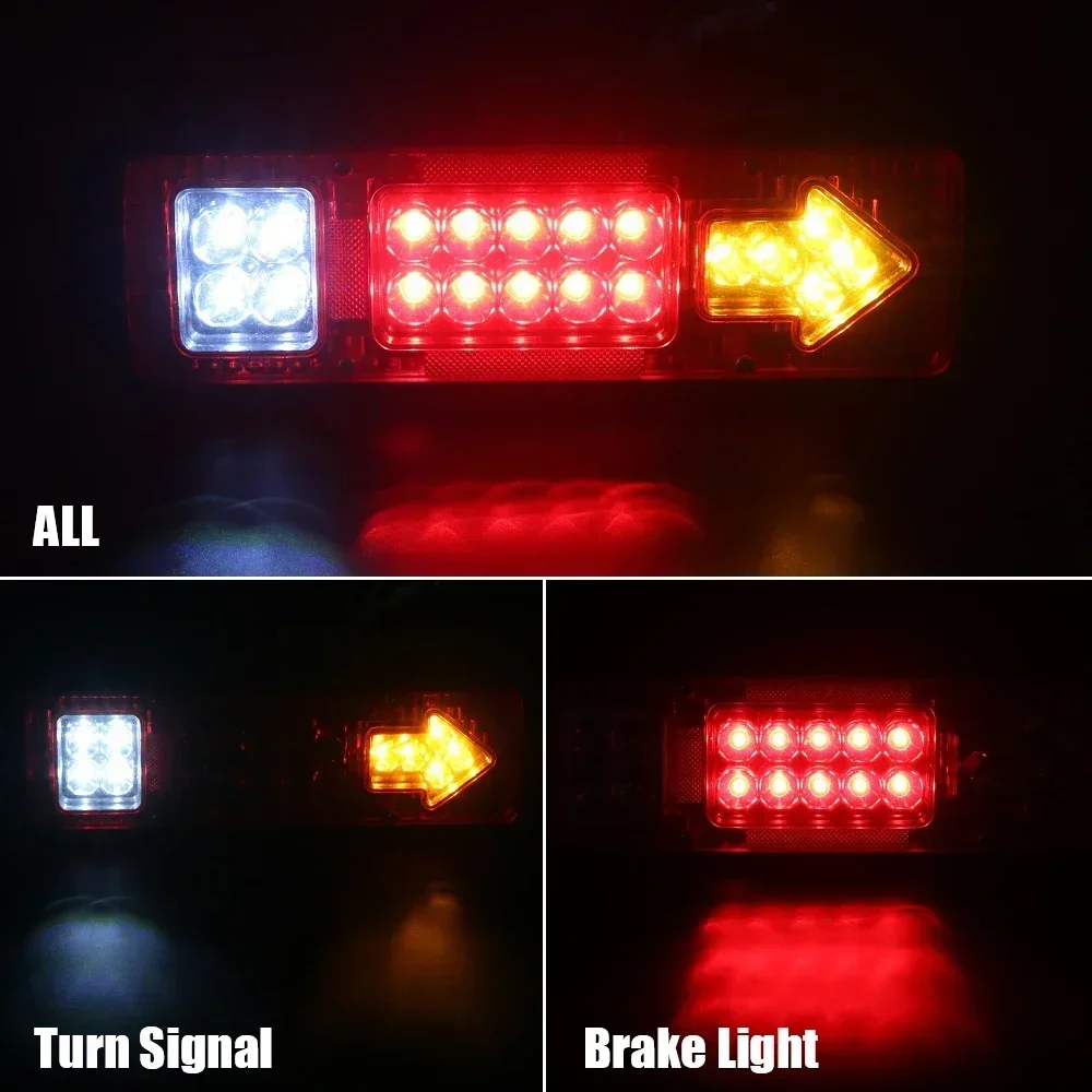 NEW 19LED Car Trailer Truck Rear Tail Light Brake Reverse Lamp Stop Turn Signal For Trailer Truck Caravans Taillights Van Truck