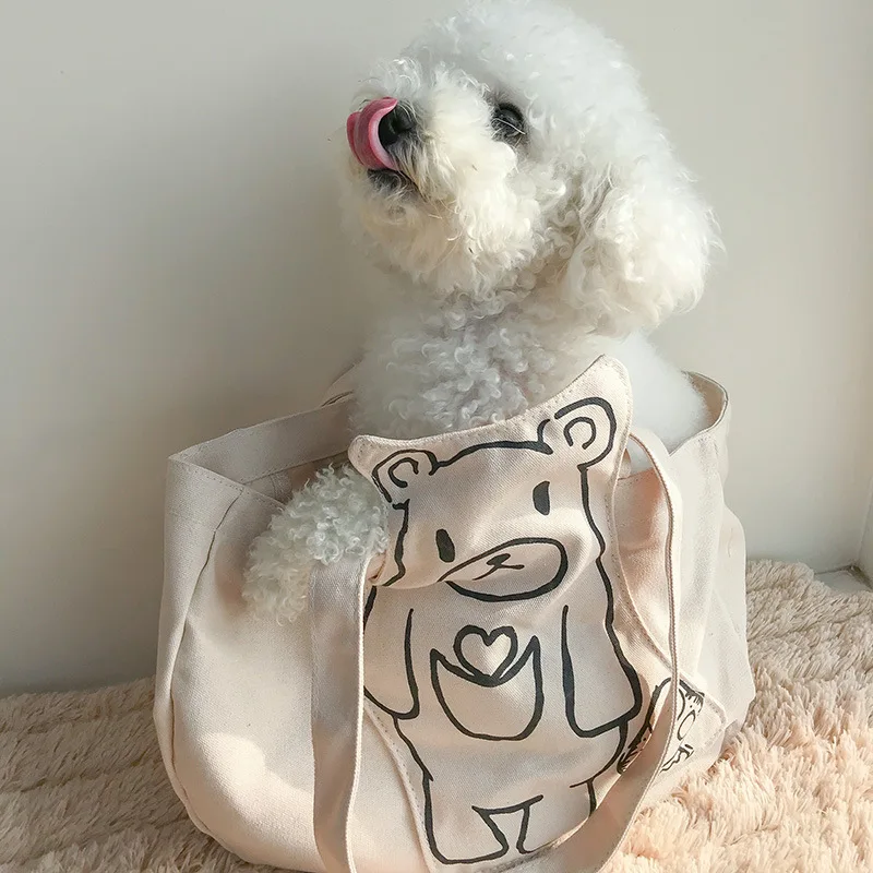 

Portable Canvas Pet Backpack, Messenger Bag, Cat and Dog Carrier Bags, Outgoing Travel Pets Handbag, Shoulder Bag