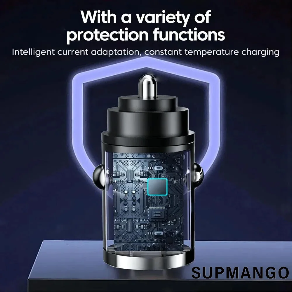 Car Charger Mini PD QC Pull Ring Fast Charging USB C Car Phone Charger Adapter iPhone 13 12 Xiaomi Samsung Huawei