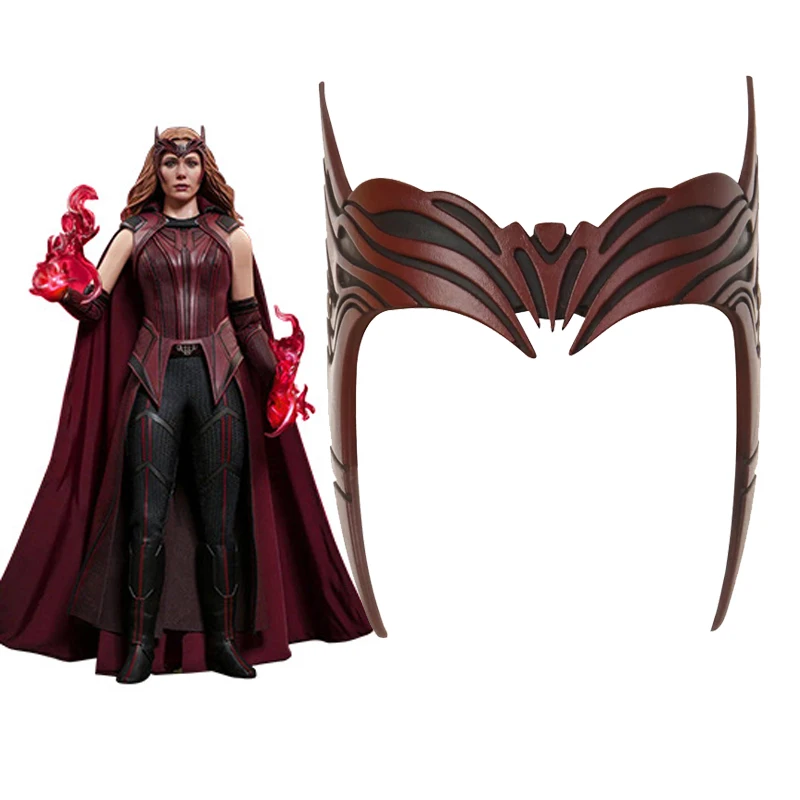 Film Wanda Visione Scarlatto Wanda Strega Cosplay Maschera Costume Copricapo Morbido Pu Festa Di Halloween Cosplay Fascia Festa Prop Regalo