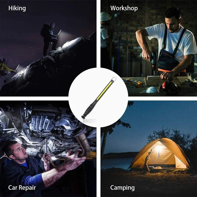 USB Rechargeable COB LED Work Light Portable Magnetic Cordless Inspection Light for Car Repair Home Workshop Emergency portable work lights portable work light