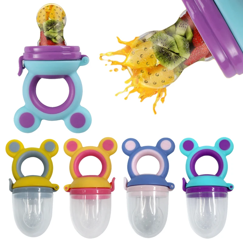 Baby Feeder Silicone Fresh Food Nibbler Kids Boy Girl Bear Ear Fruit Feeding Safe Infant Baby Supplies Nipple Soother Bottles silicone fruit feeder bottle accessories