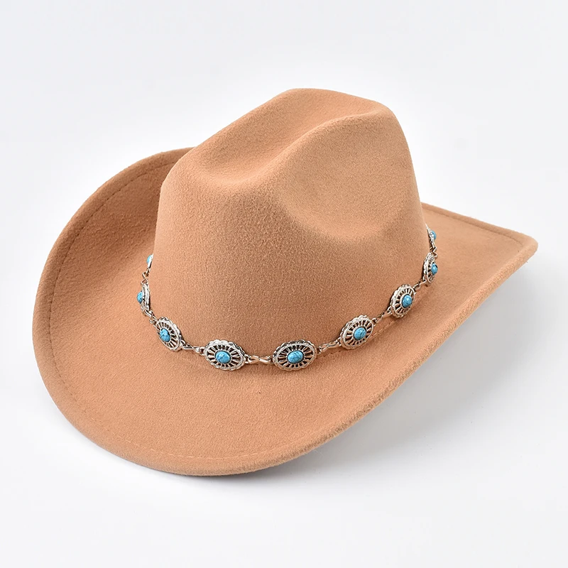 New Roll Up Brim Western Style Cowgirl Hat Fashions Lady Felt Jazz Hats Women Girls Party Cowboy Hat Sombrero Hombre
