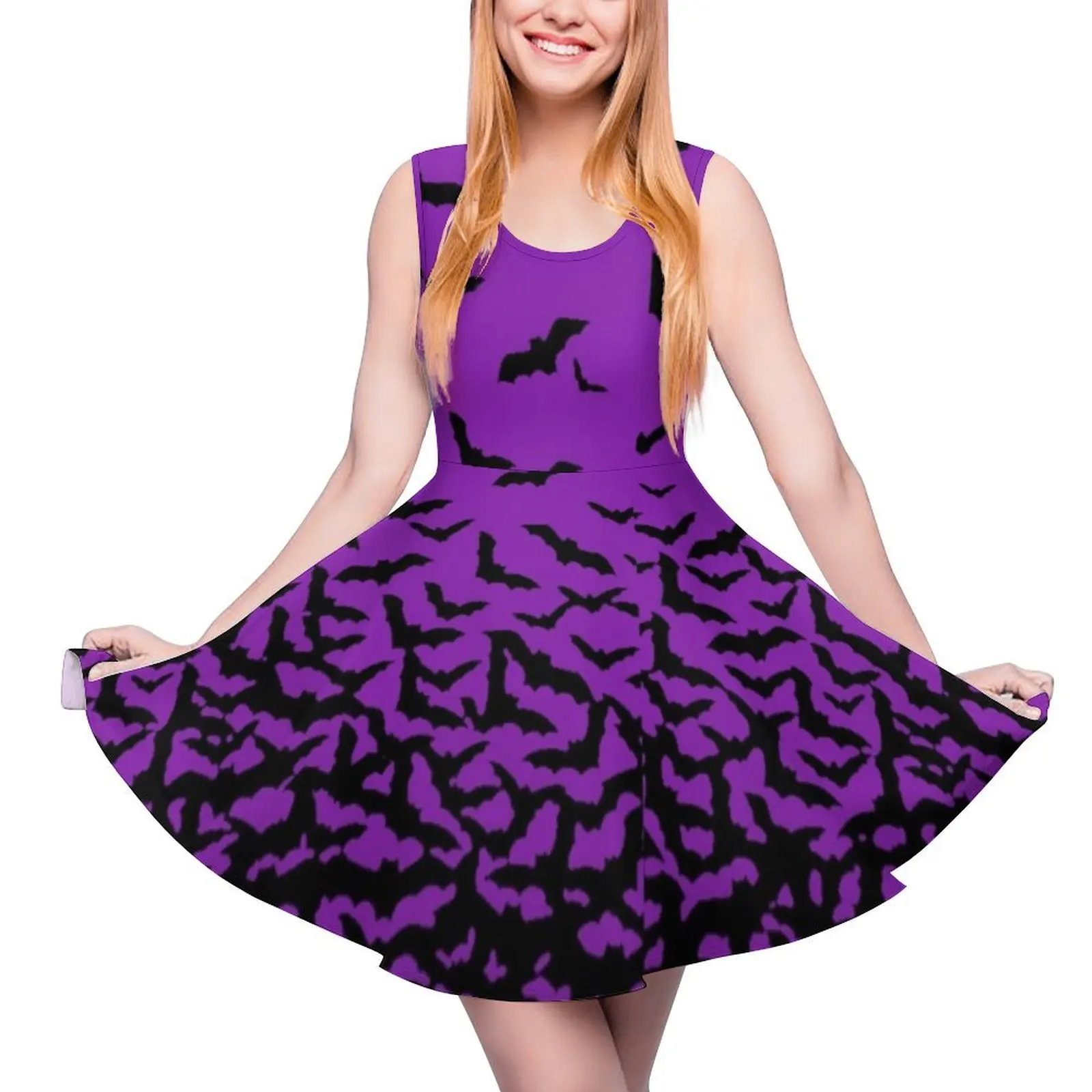 Purple Bats Sleeveless Dress women dress womans clothing