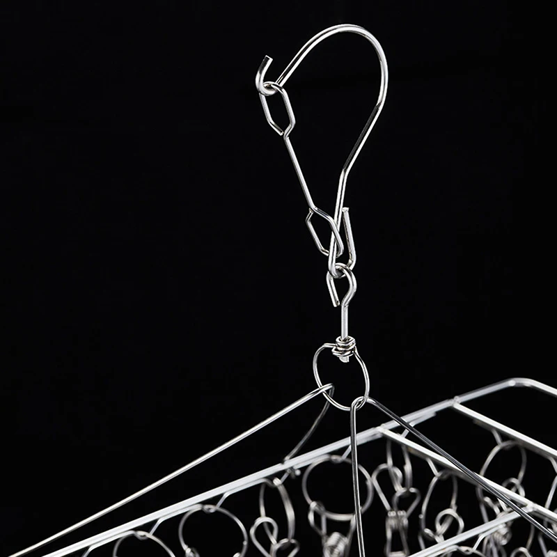 Sock Drying Rack With 40 Clips Stainless Steel Sock Hanging Rack Swivel Wind-proof Laundry Hanger Bra Towel Sock Clothespin 5