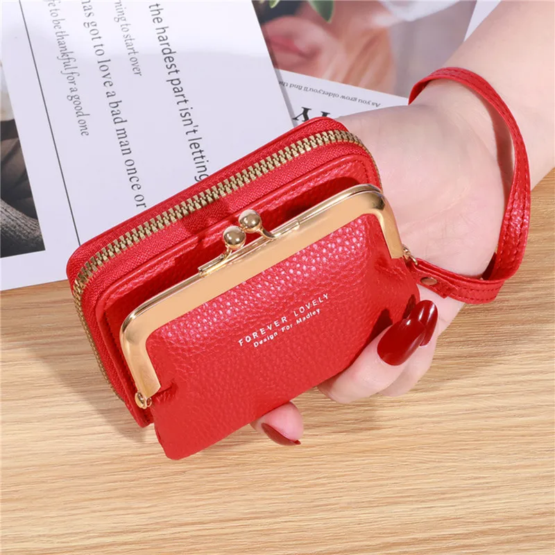 

2023 New Women's Mini Women's Wallet Wrist Strap Short Zero Wallet Coin Clip Bag Multi Card Card Bag Money Clip