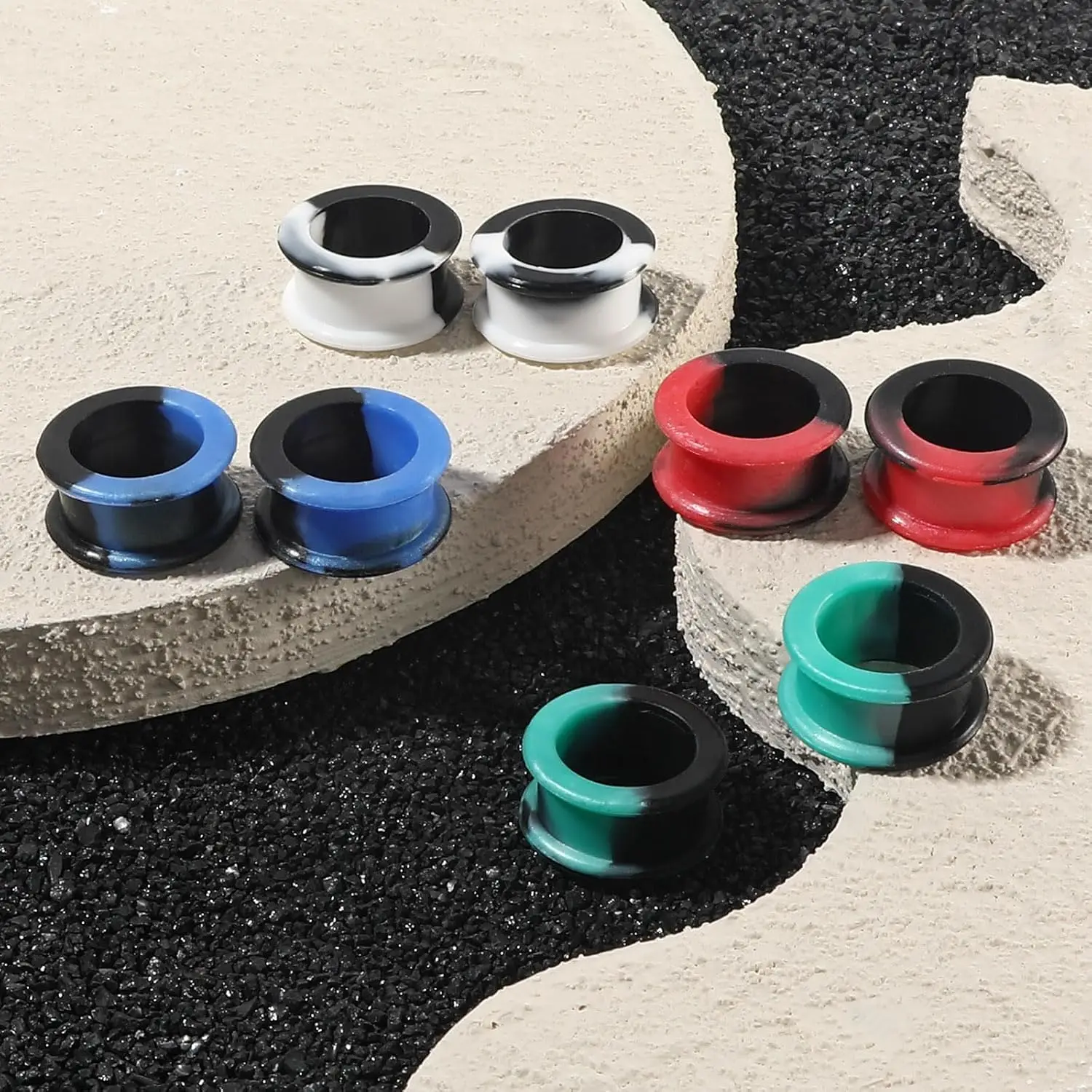 1 paio di tunnel per orecchie flessibili in silicone rigido, dilatatori, espansori, calibri, piercing per corpo cavo 2G-1'' 6-25mm_voghion.com