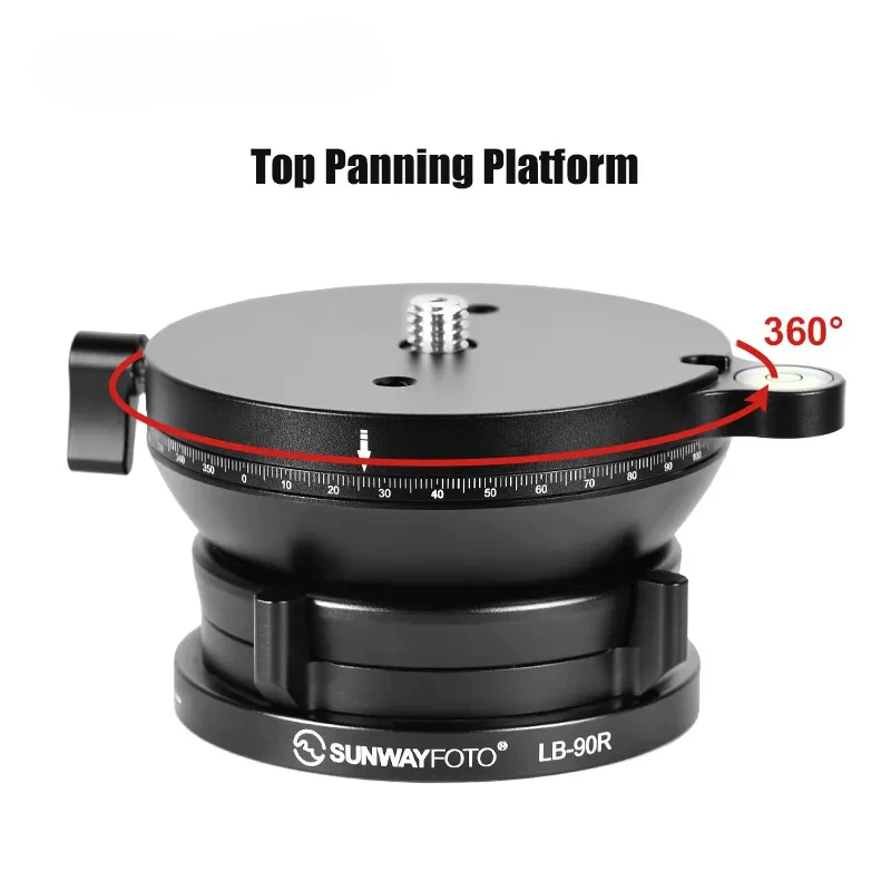 SUNWAYFOTO 360° Panoramic Leveling base Tripod Head 55 lbs（25kg） Load Capacity LB-90R