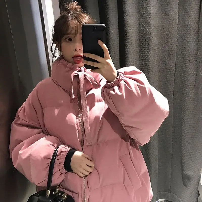 

Thick Padding Jackets for Women Woman Coat Short Rose Red Quilted Padded Cropped Harajuku Fashion Aesthetic Cheap Clothes Cold