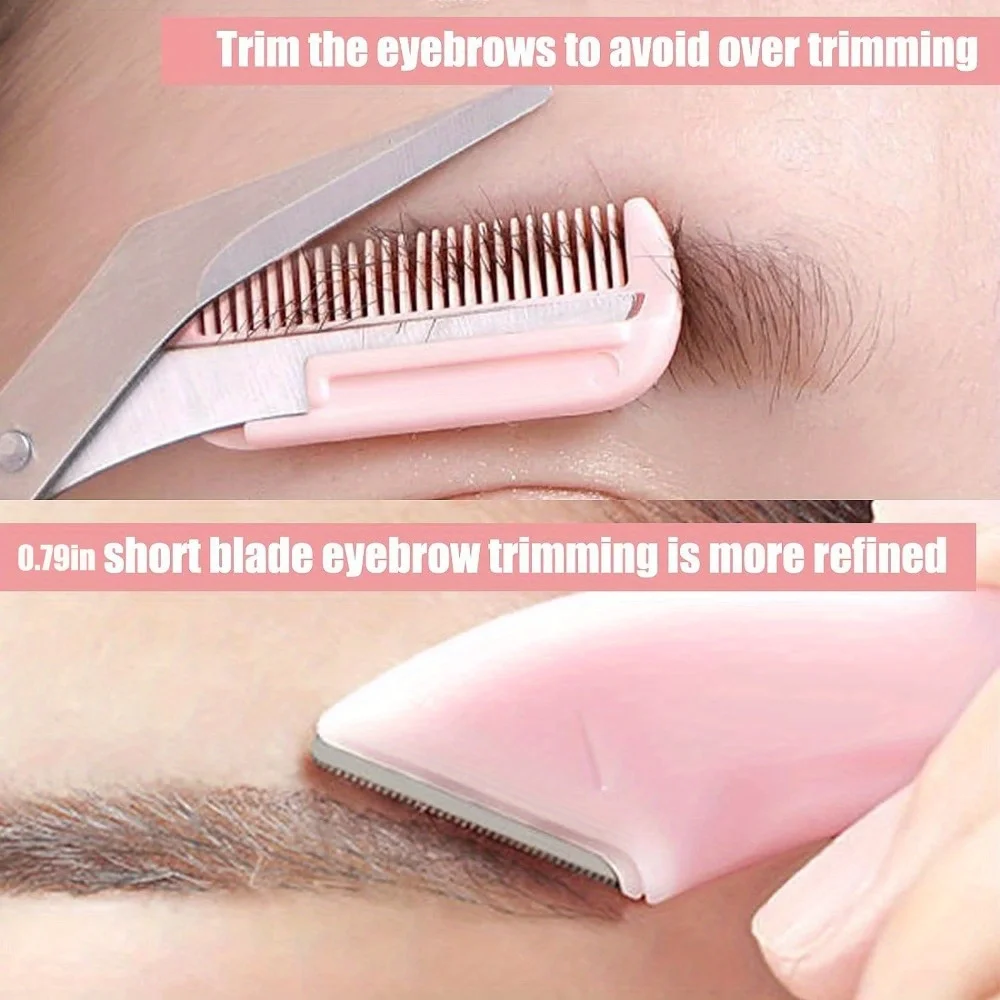 Professional Eyebrow Scissors Eyebrow Trimmer Eyebrow Face Shaver, Women with Comb Eyebrow Trimmer Scraper Accessories 4