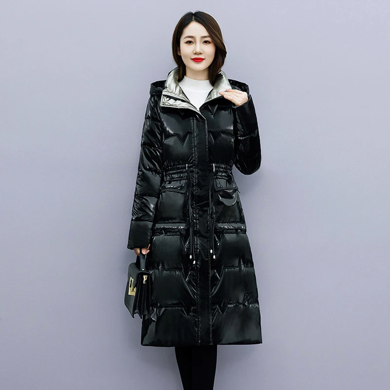 

Fashion Long Thick Jacket Women Overcoat 2024 Winter Down Cotton Jacket Female Outwear Korean Slim Hooded Warm Parka Coat Casaco