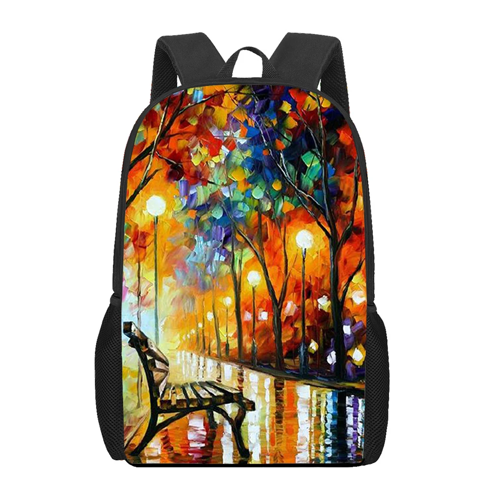 

Watercolor Painting Landscape 3D Print School Bag Set for Teenager Girls Primary Kids Backpack Book Bags Large Capacity Backpack