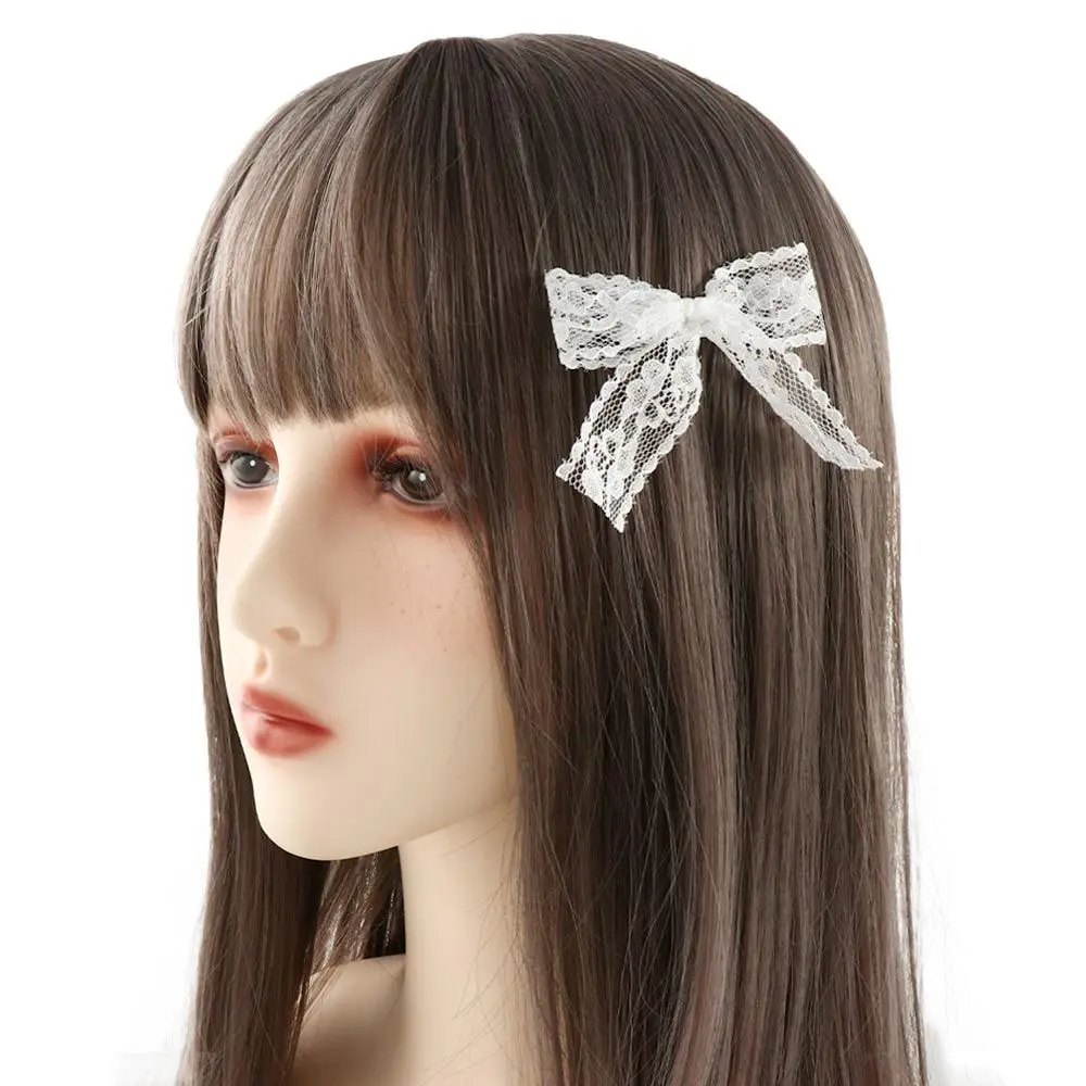 Lovely Girls Korean Lolita Cloth Lace Female Hair Clips Bow Hairpin Balletcore Barrettes Hair Accessories