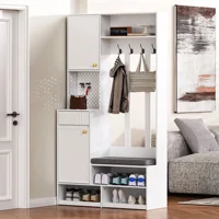 Anajqaqia Ensemble de garde-robe, Ensembles de chambre à coucher, Porte-manteau, Armoire de salon, avec coussin et espace de rangement, armoire multifonctionnelle 3