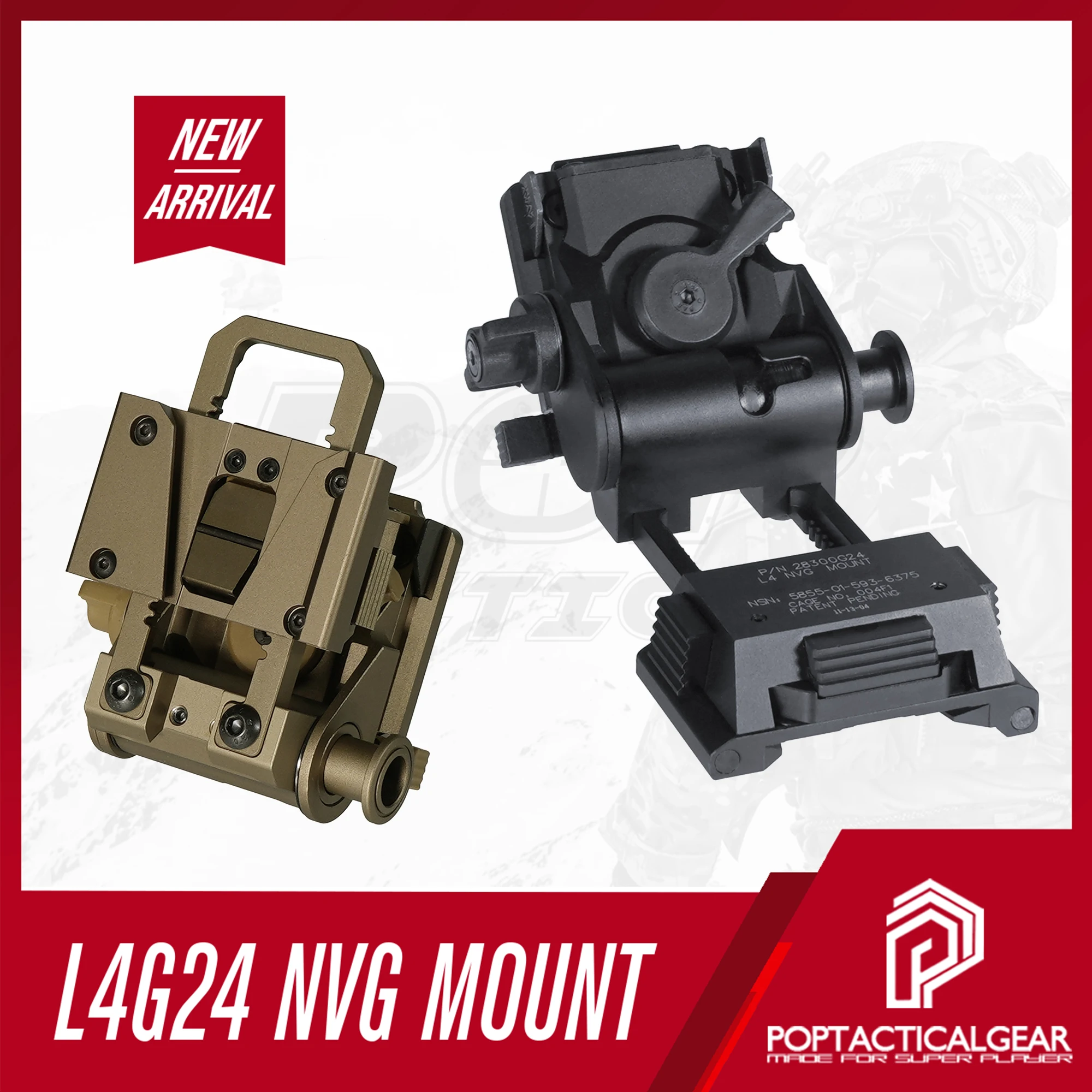 New Tactical L4G24 NVG Helmet Mount Hard-Anodized 2025 Version w Original Markings Balck and FDE color in stock