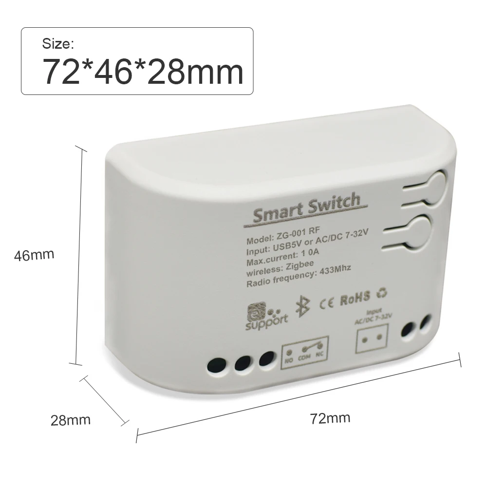 

Smart Switch Module Tuya Zigbee RF Control 7-32V 85-250V 1CH Smart Home Breaker Sensor With Alexa Google Home With/No Shell