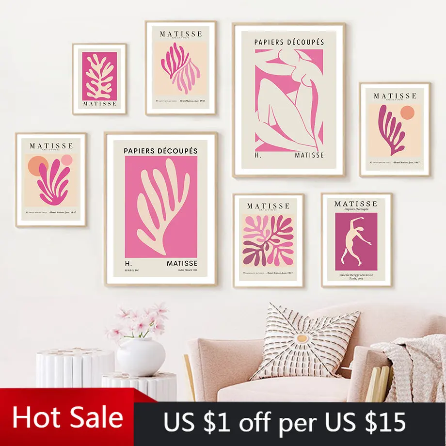 Henry Matisse Abstract Woman Coral Wall Art Canvas Painting Nordic Poster E Stampe Immagini A Parete Per Soggiorno Home Decor