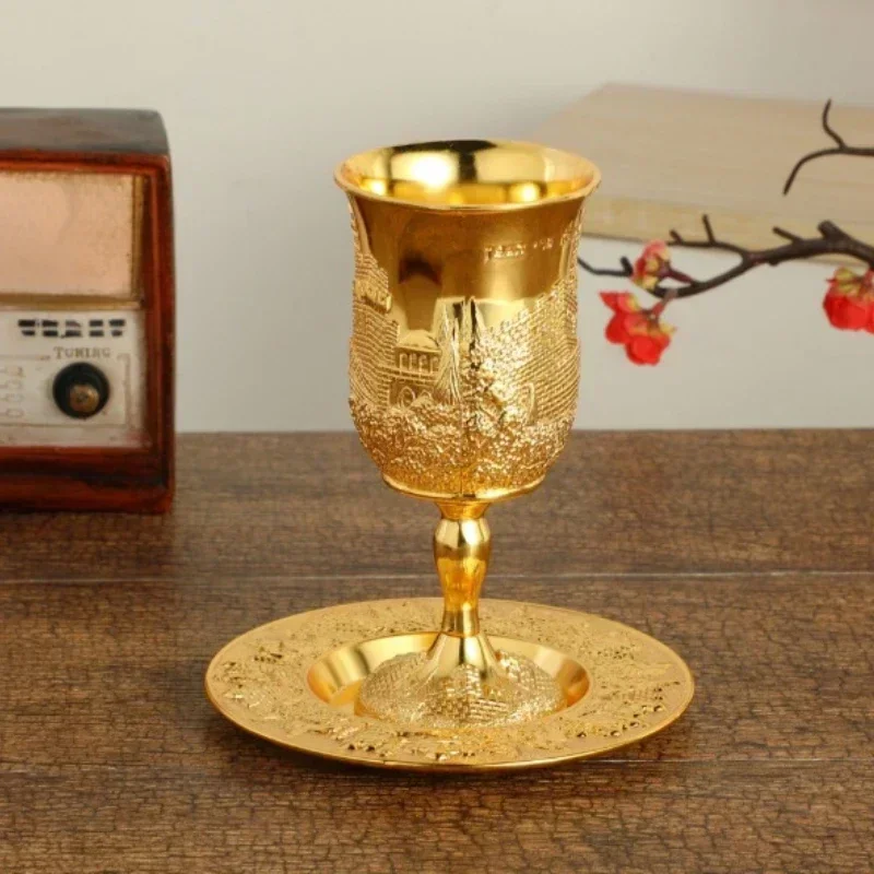 Silver Plated Kiddush Cup Nickel Plated Wine Cup with Saucer Judaica Shabbos Wine Passover for Shabbat Havdalah Holiday Gift drinking vessels wine glasses