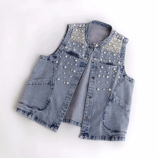 Womens Denim Gilet Blue Jeans Waistcoat Sleeveless Jacket Size 14 6 8 10 12  Crop | eBay