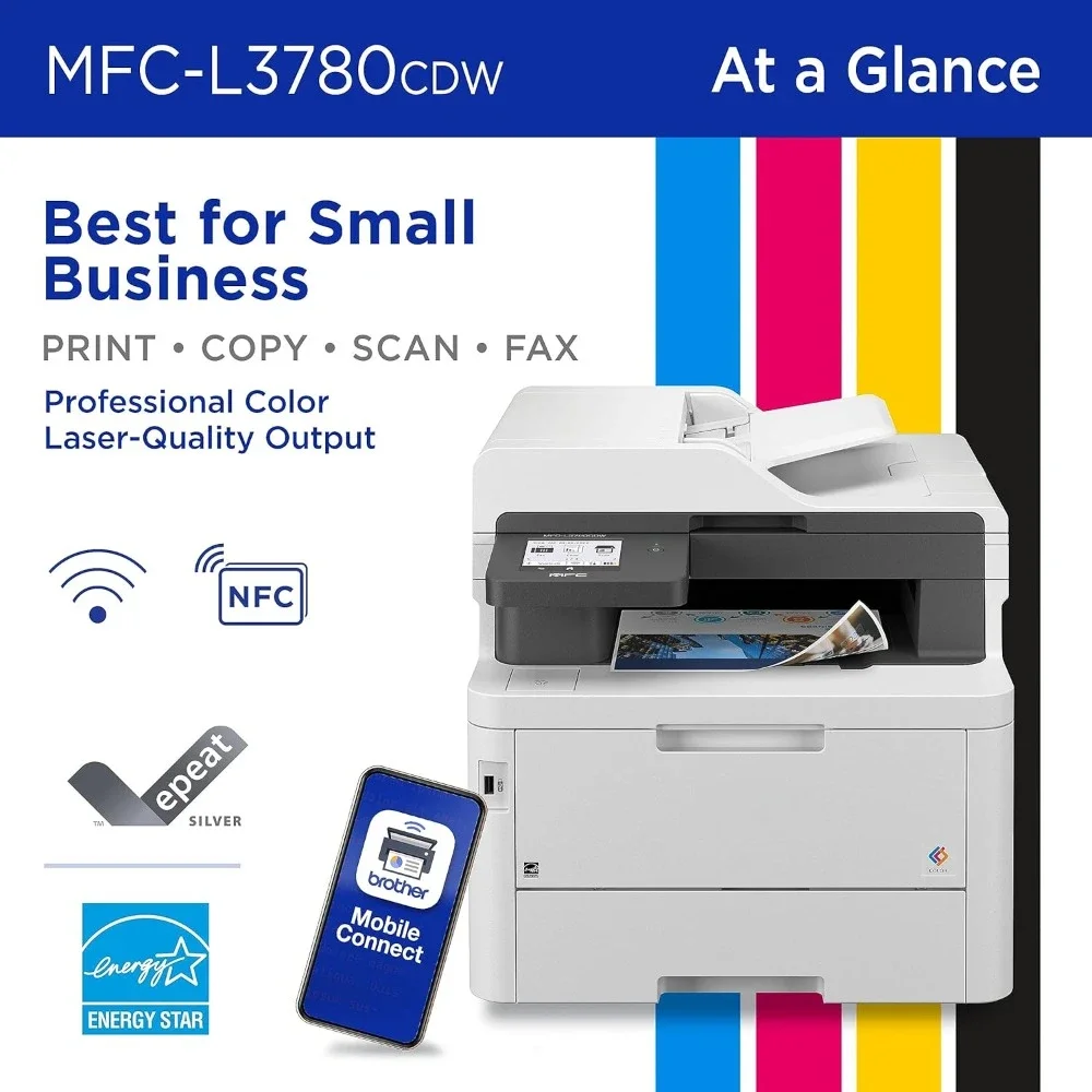 Wireless Digital Color All-in-One Printer with Laser Quality Output, Single Pass Duplex Copy & Scan