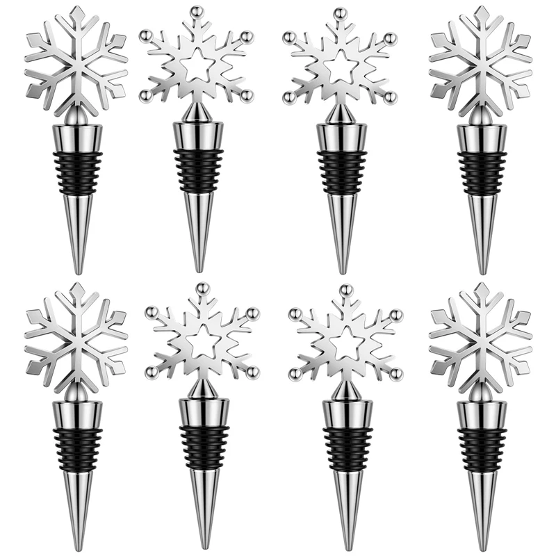 

8 Pcs Snowflake Wine Stopper Reusable Wine Bottle Stopper Wine And Beverage Bottle Stoppers