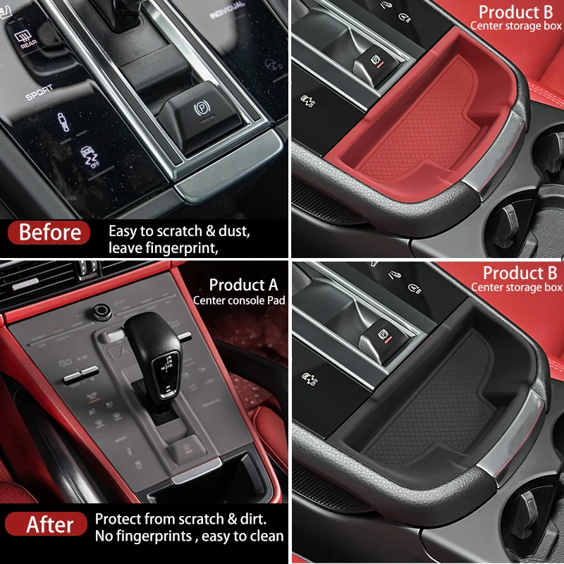 For Porsche Cayenne Macan Panamera Car Center Console Pad Silicone Protector Anti Scratch Mat Central Storage Box Accessories