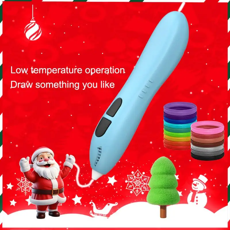 CRH Low Tempreture 3D Printing Pen-Includes 3D Pen, 12 Colors of PCL Filament Refill with Stencil Guide and User Manual, Blue