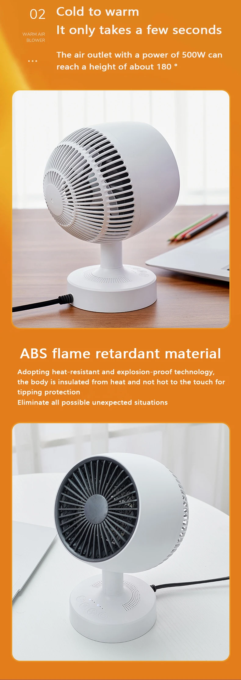 Description Picture 4 of itemMini desktop heater office small household electric heater silent shaking head small sun heater