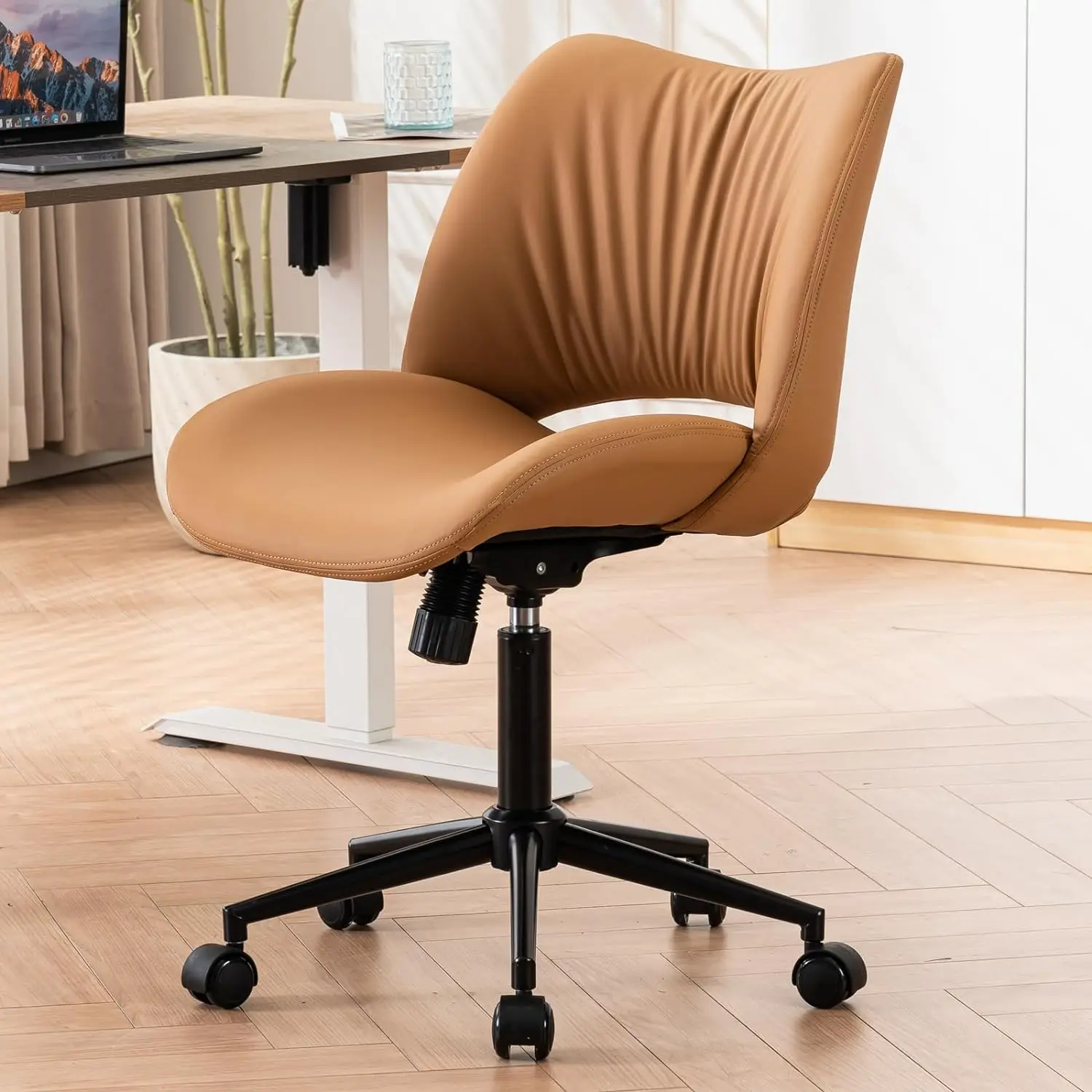 

YOUTASTE Ergonomic Office Chair Armless Leather Home Desk Chair
