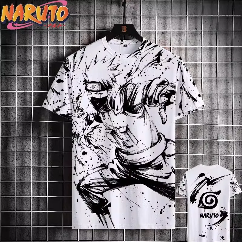 MINISO Naruto Men's T Shirt Japanese Anime 3D Prints Casual Short Sleeve Tees Street Oversized Clothing Fashion Cartoon T-Shirts 4