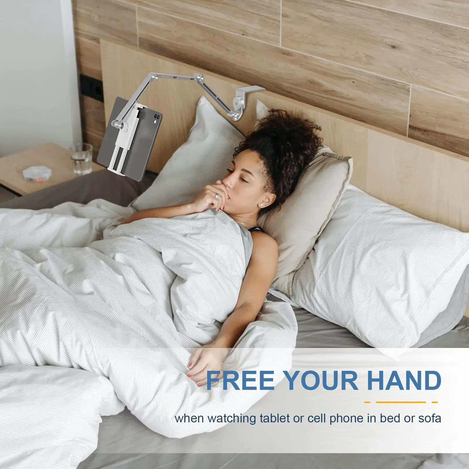 Tablet Stand Holder Tablet Desk Mount Adjustable Foldable Arm Mount with 360°Rotate, Phone Holder Tablet Stand for Desk and Bed 2