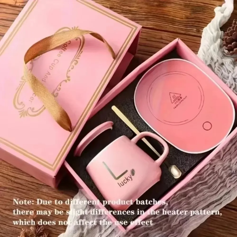 Christmas Gift Set Coffee Cup 55 &deg; Thermostatic Cup Multi Scene Portable Insulated Ceramic with Spoon and Handheld Water