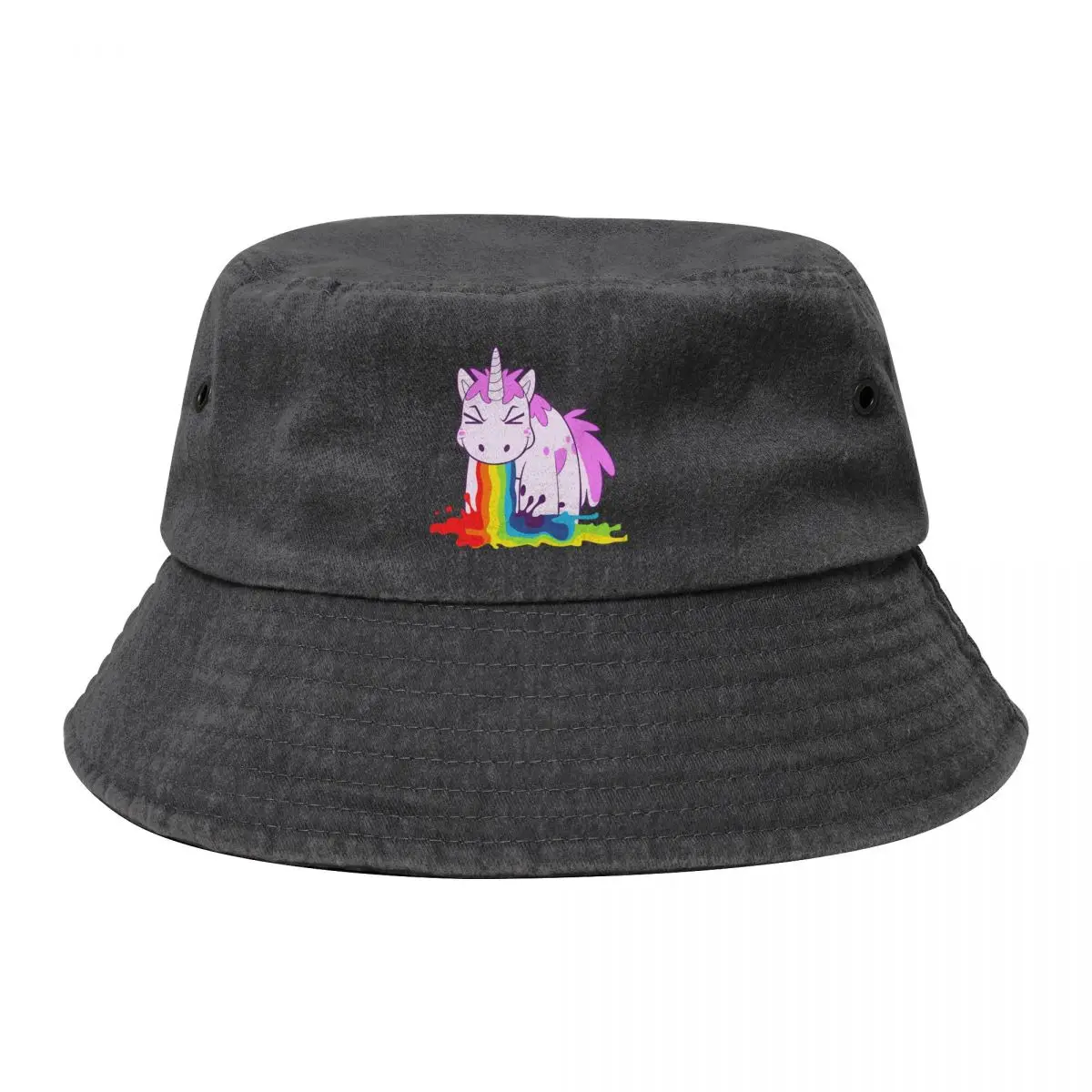 

Unicorn 'I Puke Rainbows' Racerback Cowboy Denim Fisherman Hat With Printing