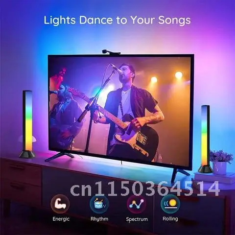 

2 Sets 5V RGB Tube 32 RGB LED Pickup Rhythm Strip Light Remote Control Music Atmosphere Ambient Lamp Bar for Computer