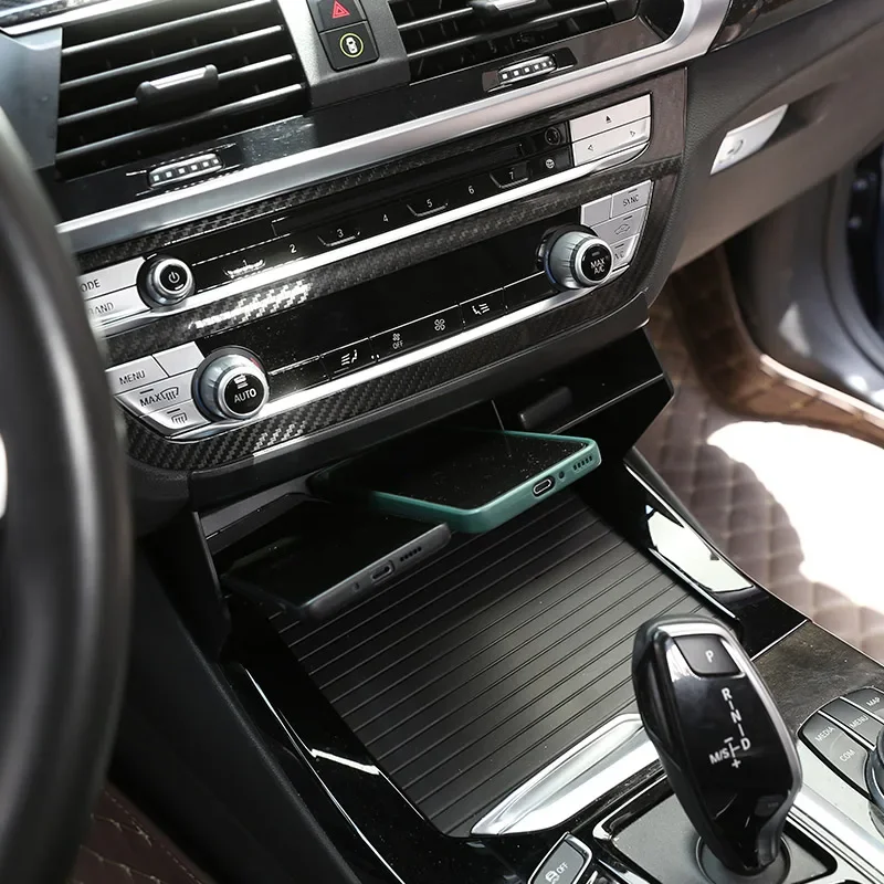 For BMW X3 X4 G01 G02 2018-2022 ABS Black Car Central Control Storage Box Phone storage Sundries box Car Accessories