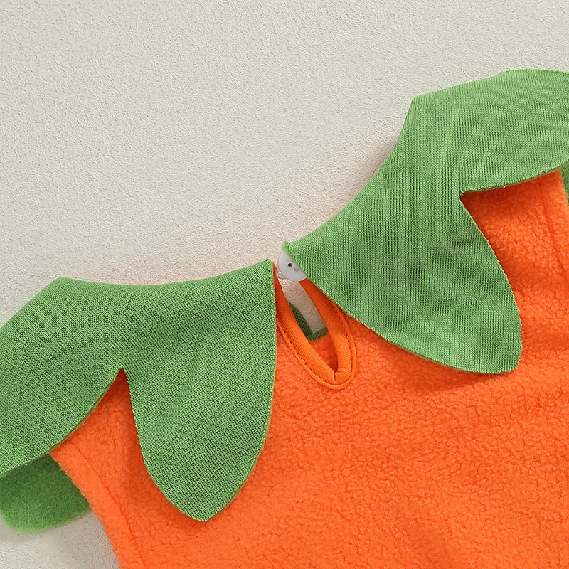 Pudcoco Infant Newborn Baby Girl Boy Halloween Cosplay Costume Boys Girls Sleeveless Pumpkin Tops & Hat Role Play Outfits 0-24M
