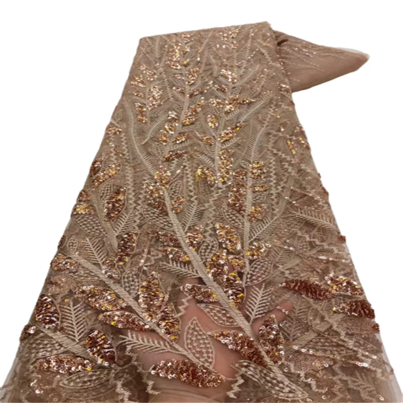 

African Tulle Sequence Lace Fabric 2023 High Quality Nigerian French Mesh Lace Fabrics For Party Dresses 5 Yards(JZZ-2-23