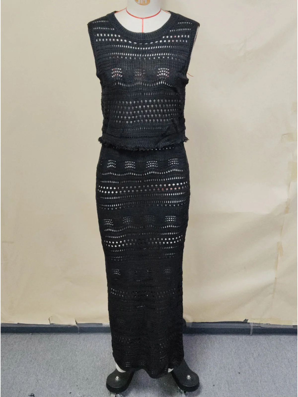 Trajes de piezas de punto de ganchillo ahuecados, Túnica para