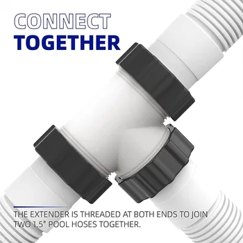 Pool Hose T Splitter with 3 L Rings Pool Hose Extender Controlling Flow Threaded Inlet Pump Adapter for 1.5 Inch Pool Pump Hose 1